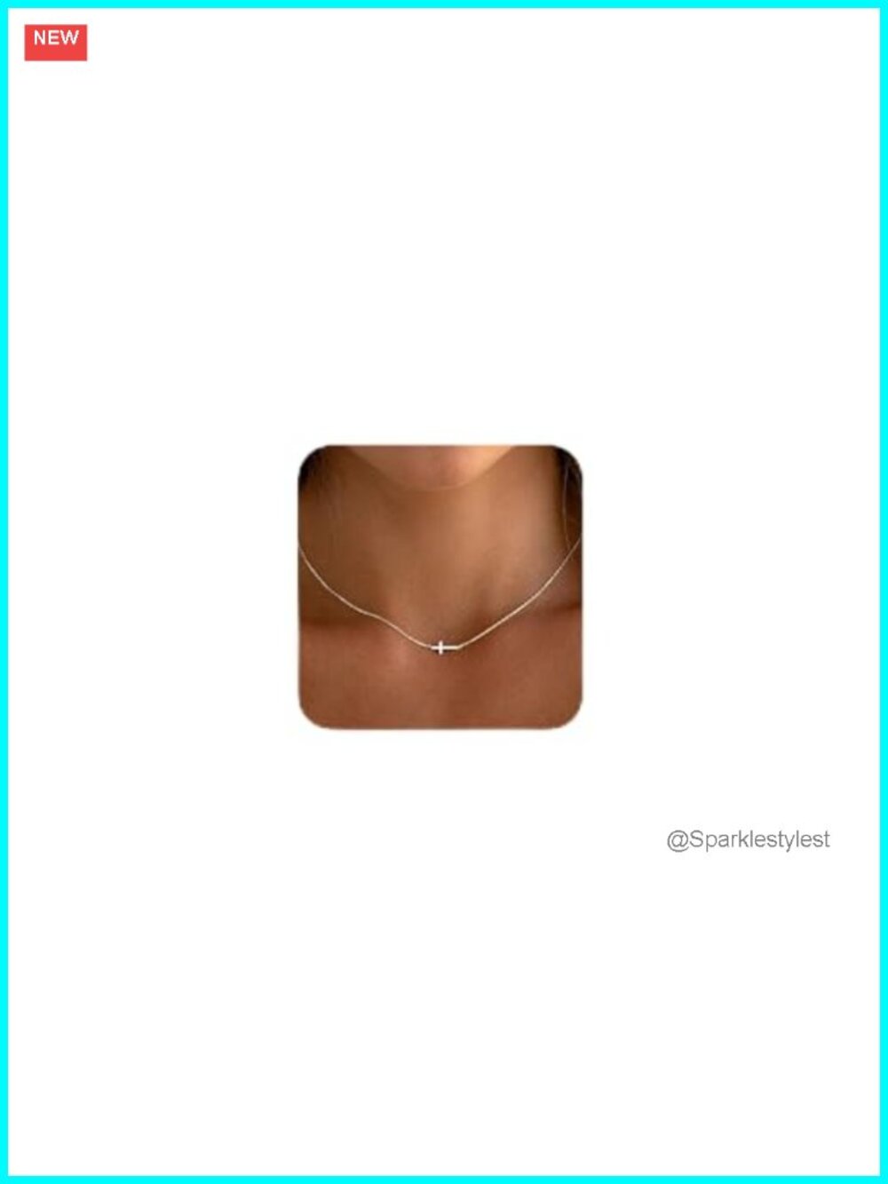 Dainty Silver Plated Cross Necklace Choker Adjustable 15+2in